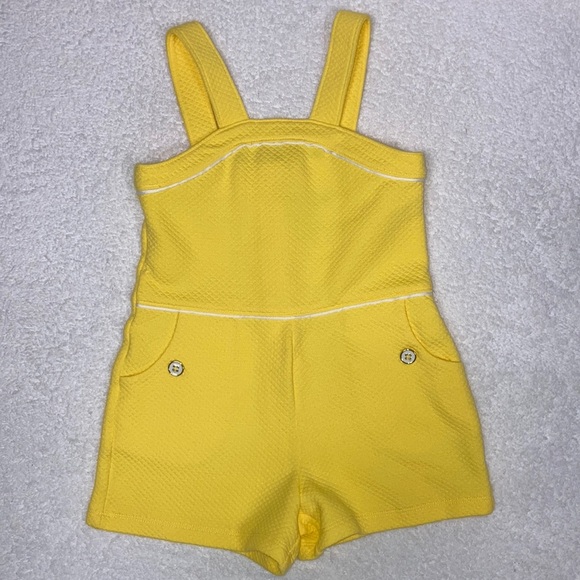 QUILTED JACQUARD ROSETTE summer ROMPER yellow size 4 - Picture 1 of 9